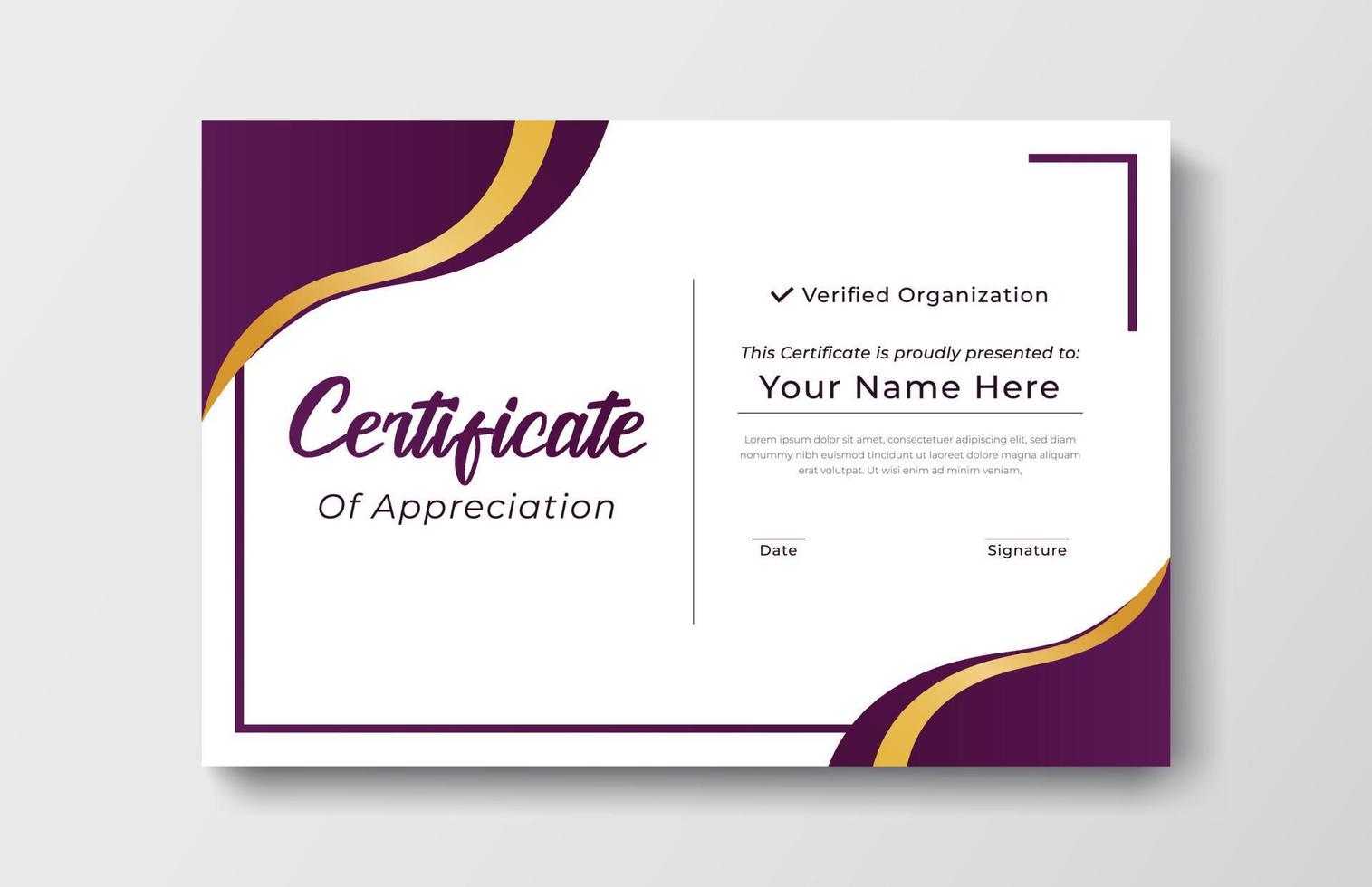 certificate gold appreciation achievement template award achievement clean creative certificate recognition excellence certificate border completion template certificate design template vector