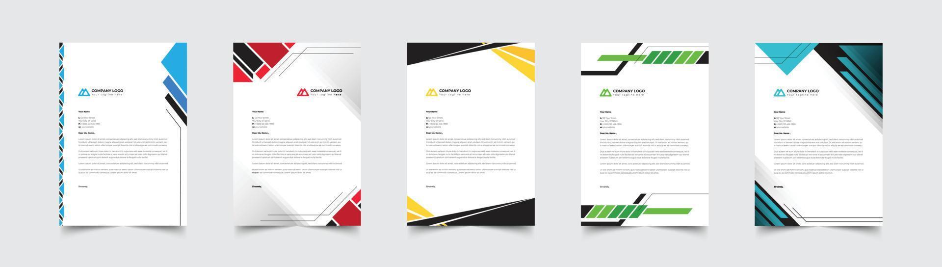 Letterhead Corporate Modern Business Letterhead template design company letterhead Colorful red, green, yellow, blue design stationary project. Multipurpose letterhead  abstract, elegant concept. vector