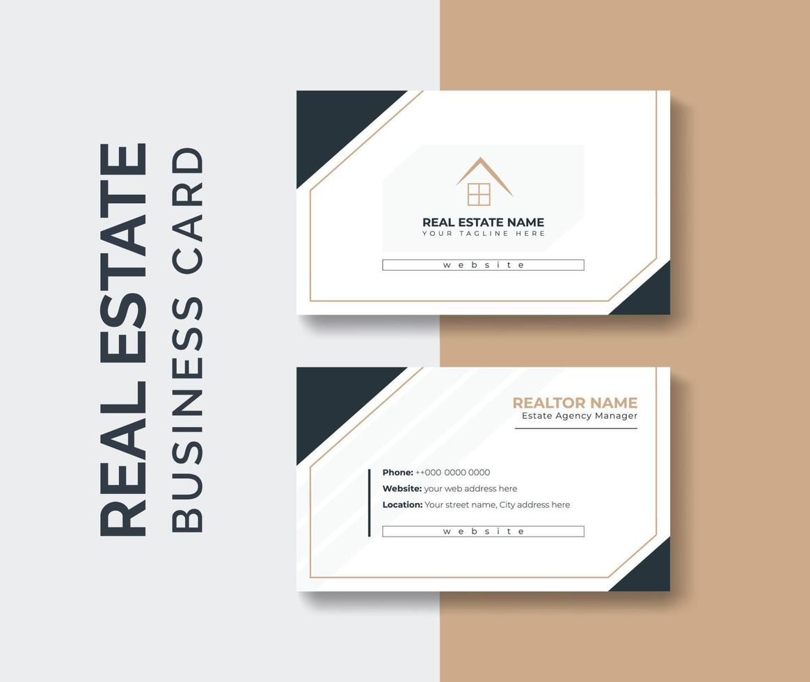 real estate agent business card design template. Modern abstract company corporate clean creative elegant Real estate agency realtor home rental business card design visiting card template vector