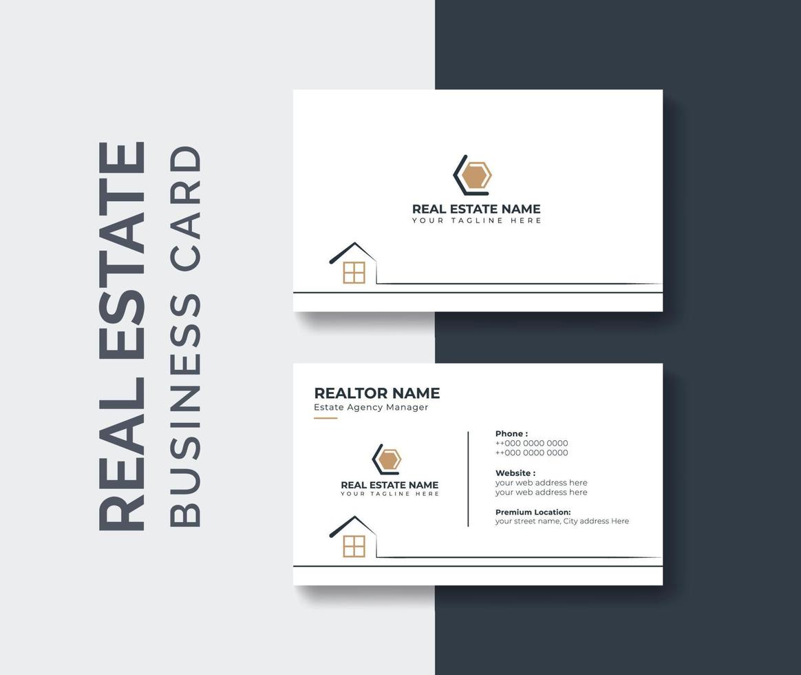 real estate agent business card design template. Modern abstract company corporate clean creative elegant Real estate agency realtor home rental business card design visiting card template vector