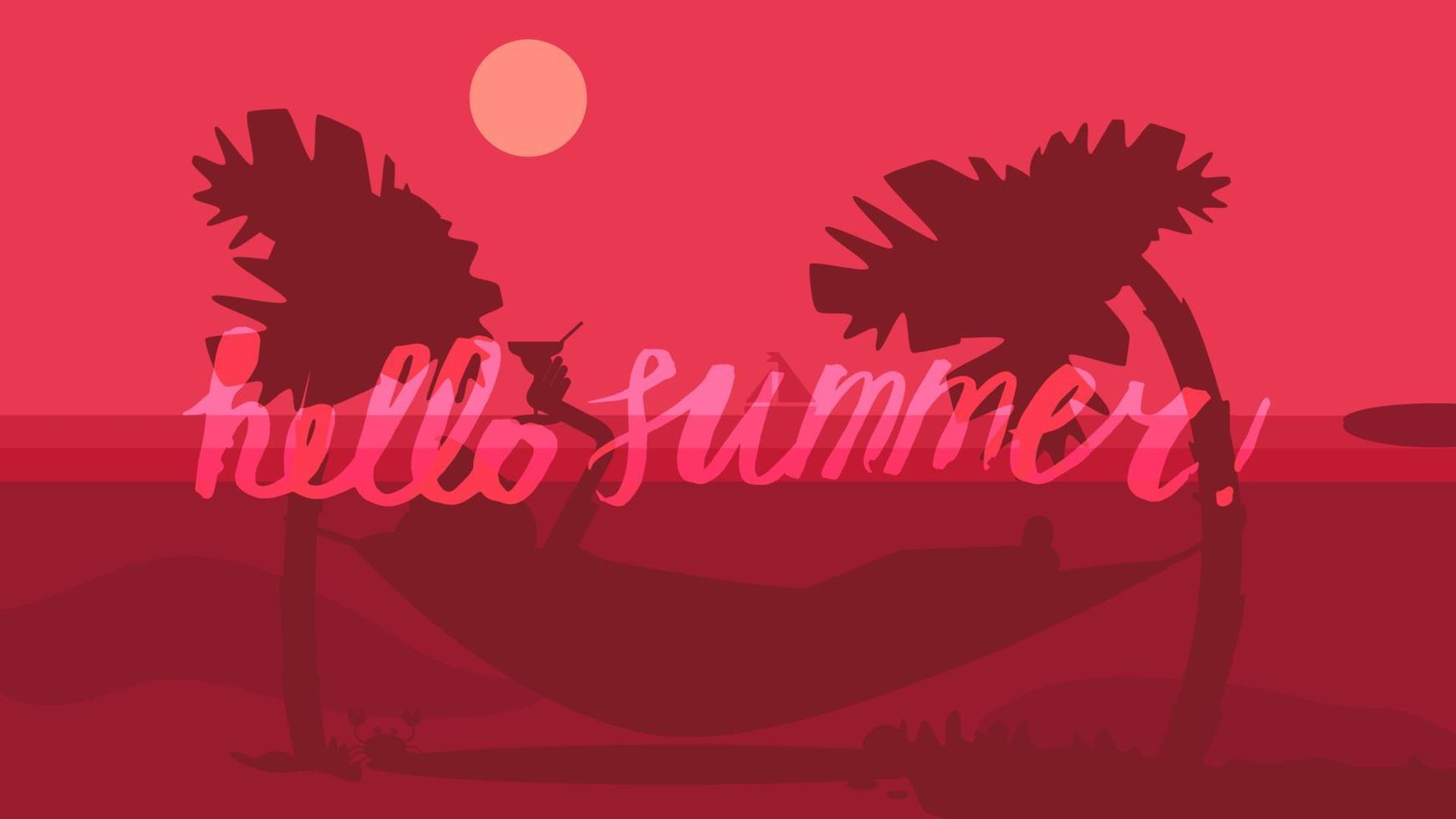 Hello Summer Lettering vector