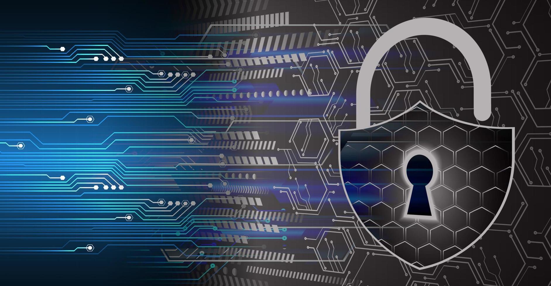 Closed Padlock on digital background, cyber security vector