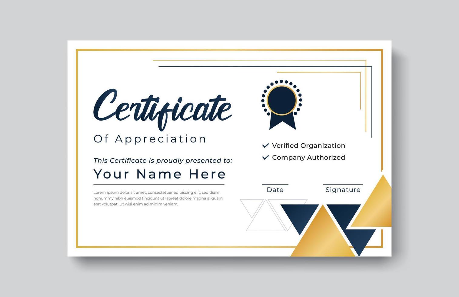 certificate gold appreciation achievement template award achievement clean creative certificate recognition excellence certificate border completion template certificate design template vector