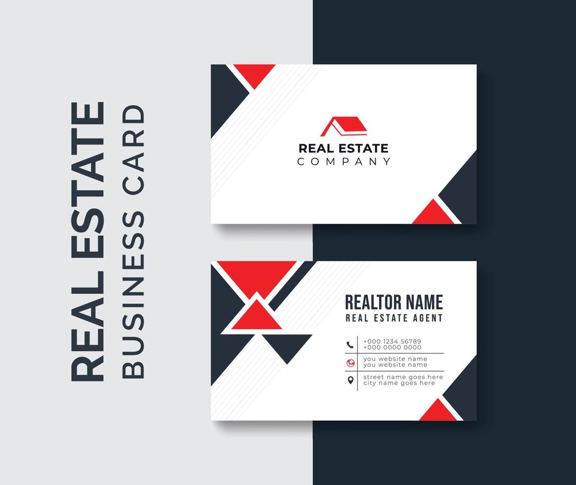 real estate agent business card design template. Modern abstract company corporate clean creative elegant Real estate agency realtor home rental business card design visiting card template vector