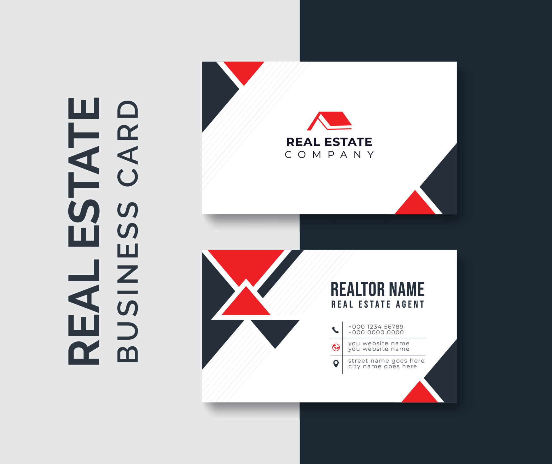real estate agent business card design template. Modern abstract real estate agent business card design template. Modern abstract