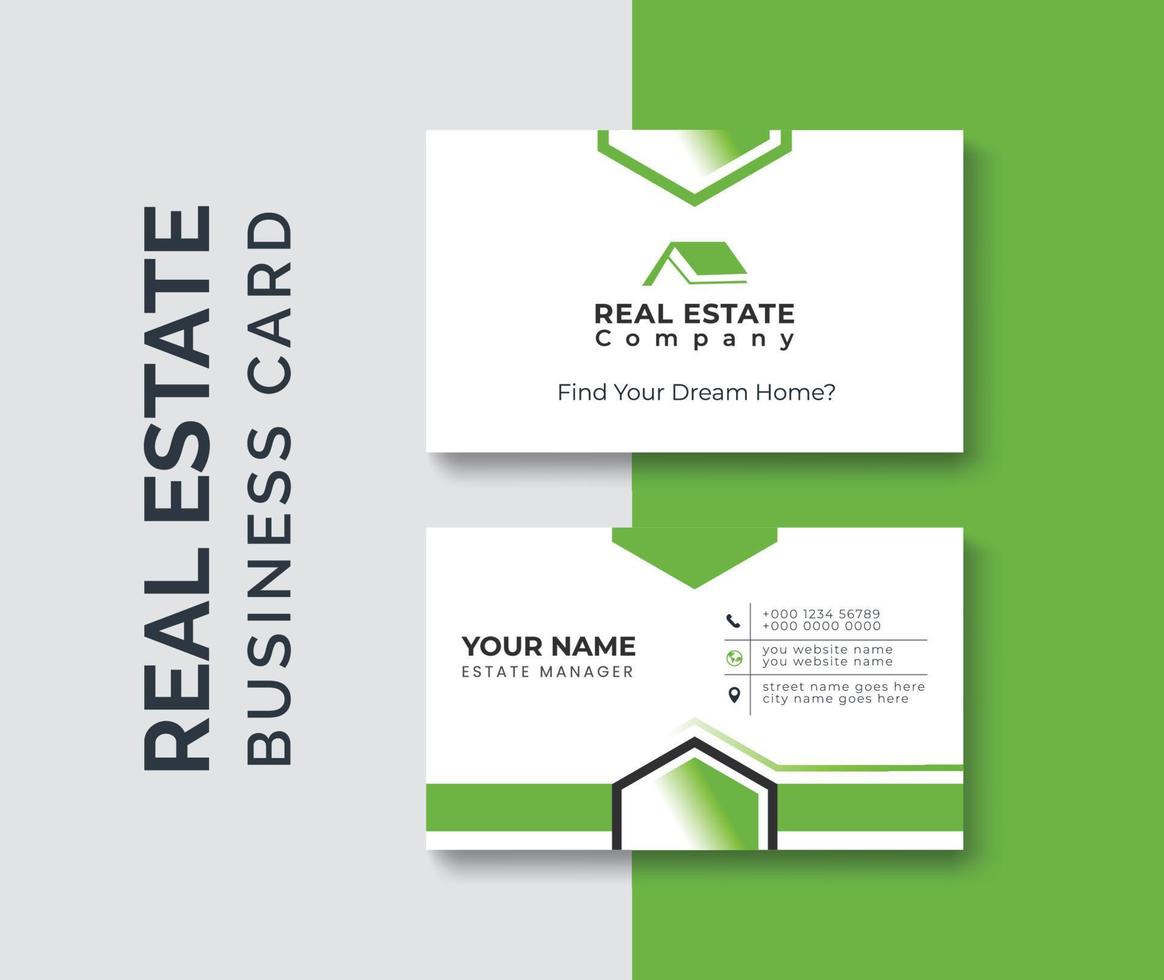 real estate agent business card design template. Modern abstract company corporate clean creative elegant Real estate agency realtor home rental business card design visiting card template vector