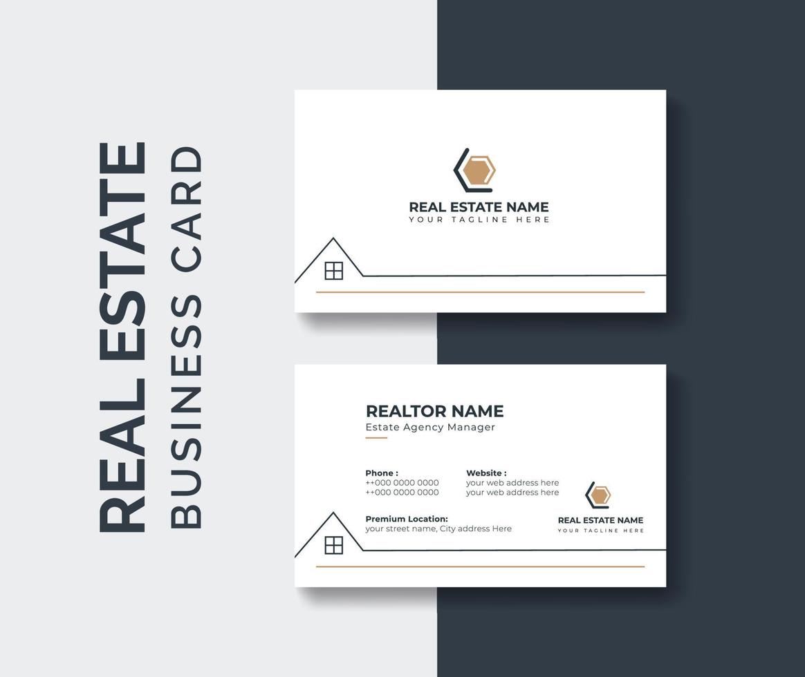 real estate agent business card design template. Modern abstract company corporate clean creative elegant Real estate agency realtor home rental business card design visiting card template vector