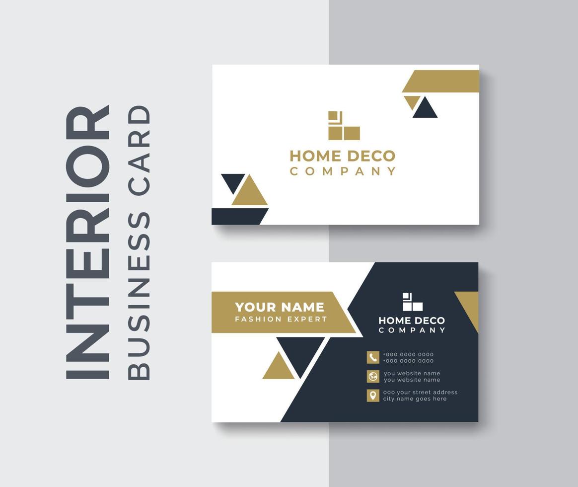 Interior Business Card Design Template, Corporate Real estate Business card modern vector