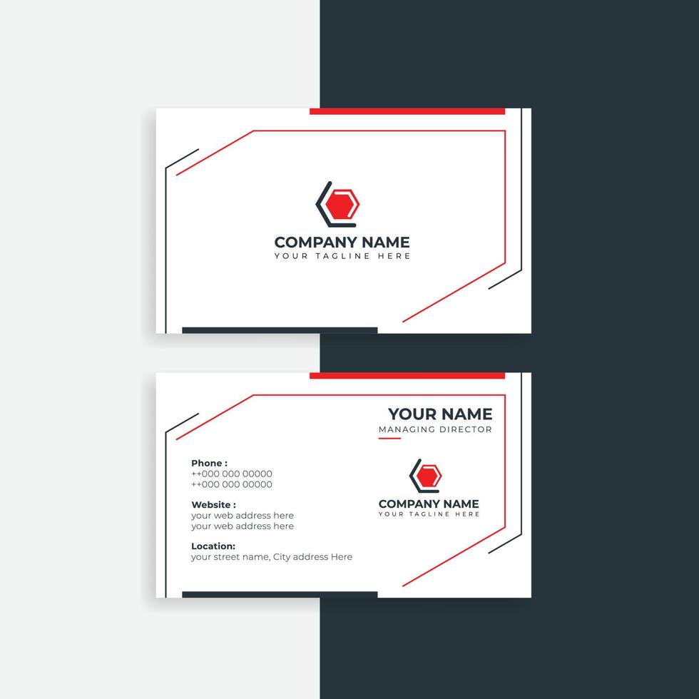 tarjeta de visita moderna diseño de estilo rojo creativo tarjeta de visita limpia, diseño de plantilla de tarjetas de visita de empresa corporativa profesional mínimo elegante limpio colorido abstracto vector