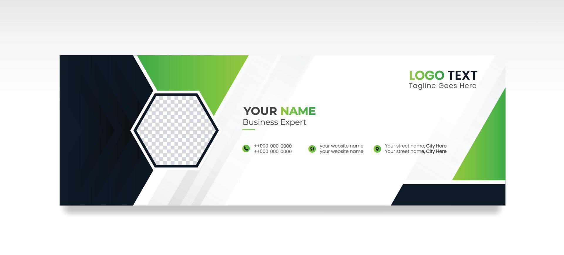 Modern Business Email signature design templates vector with author photo place.Abstract Creative clean elegant Corporate Email signature.
