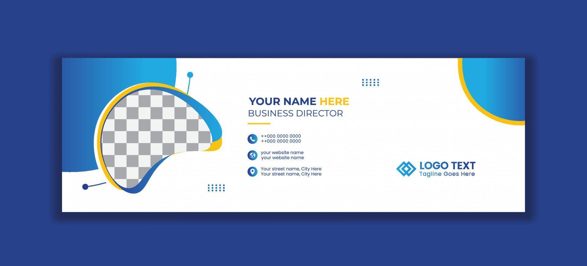 Modern Business Email signature design templates vector with author photo place.Abstract Creative clean elegant Corporate Email signature.