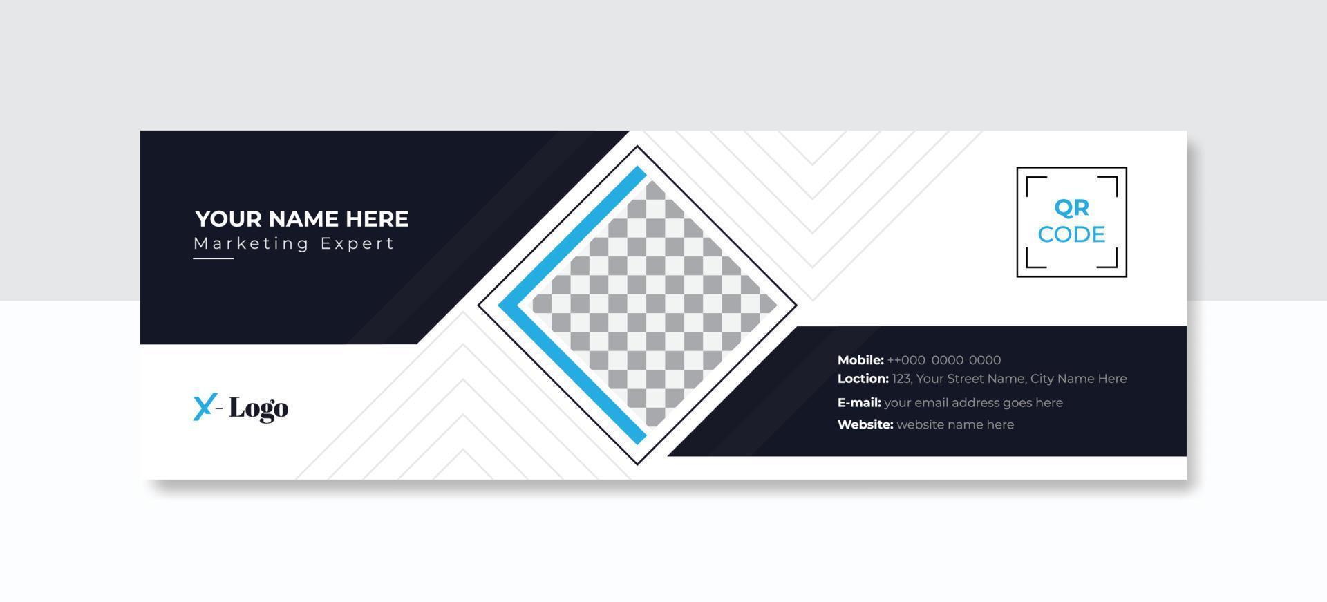 Modern Business Email signature design templates vector with author photo place.Abstract Creative clean elegant Corporate Email signature.