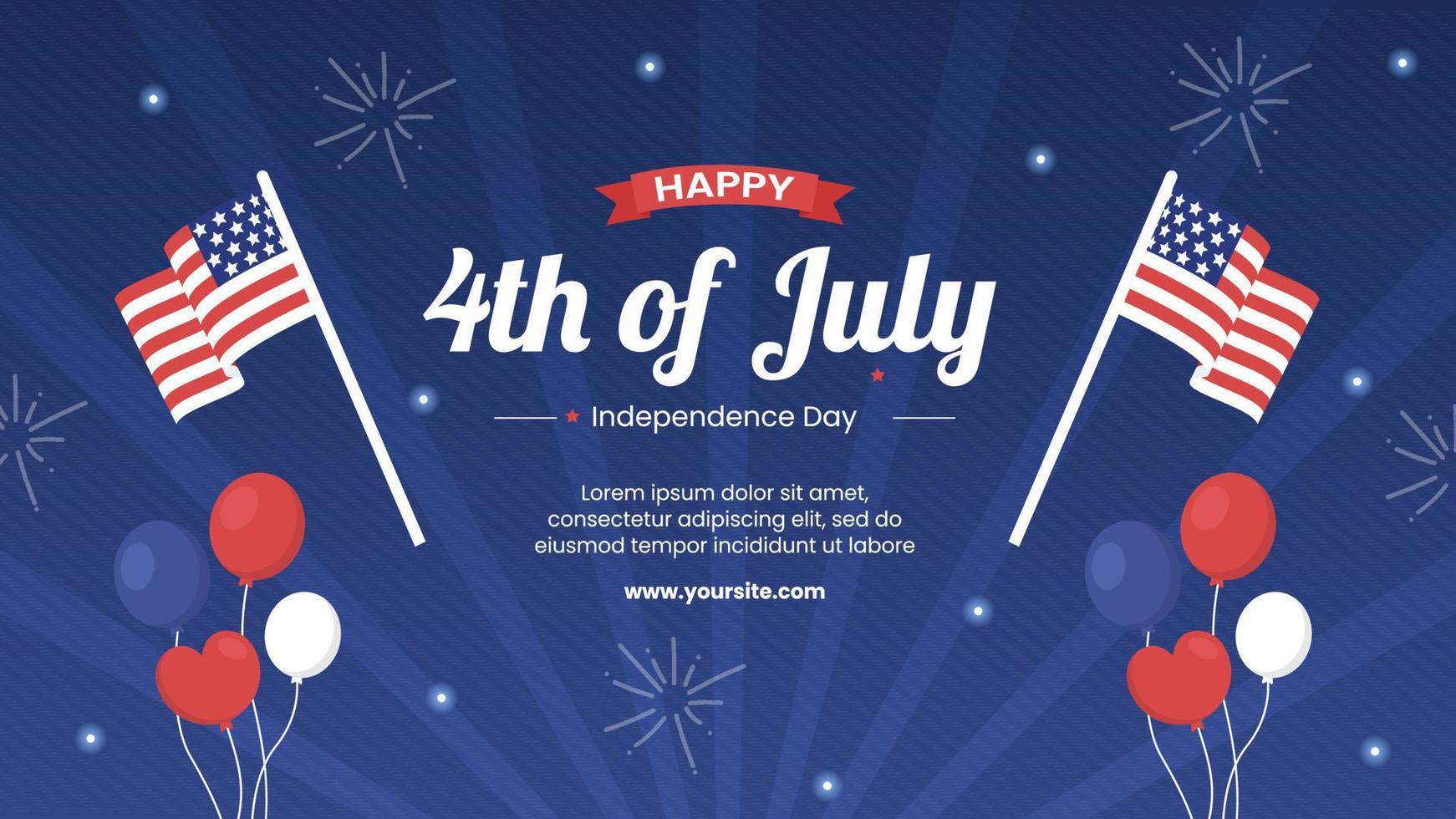 4th of July Happy Independence Day USA Vertical Social Media Template Vector Cartoon Background Illustration