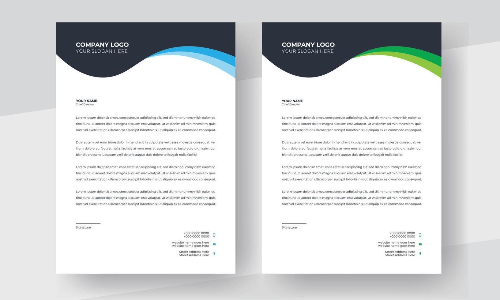 Letterhead Corporate Modern Business Letterhead template design company letterhead Colorful red, green, yellow, blue design stationary project. Multipurpose letterhead  abstract, elegant concept. vector