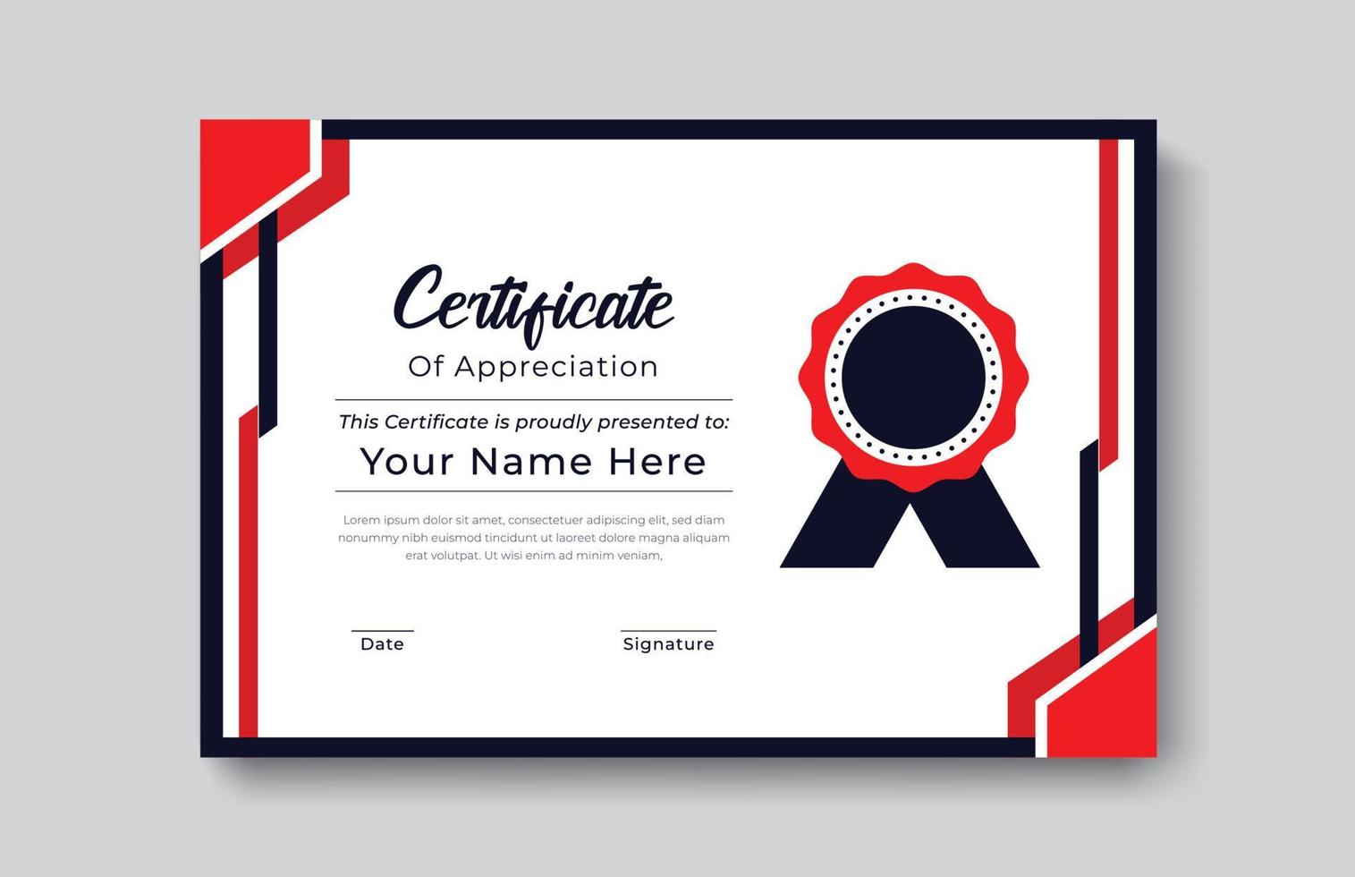 Modern abstract certificate appreciation achievement template award achievement clean creative certificates recognition excellence certificate border completion elegant certificate design template vector