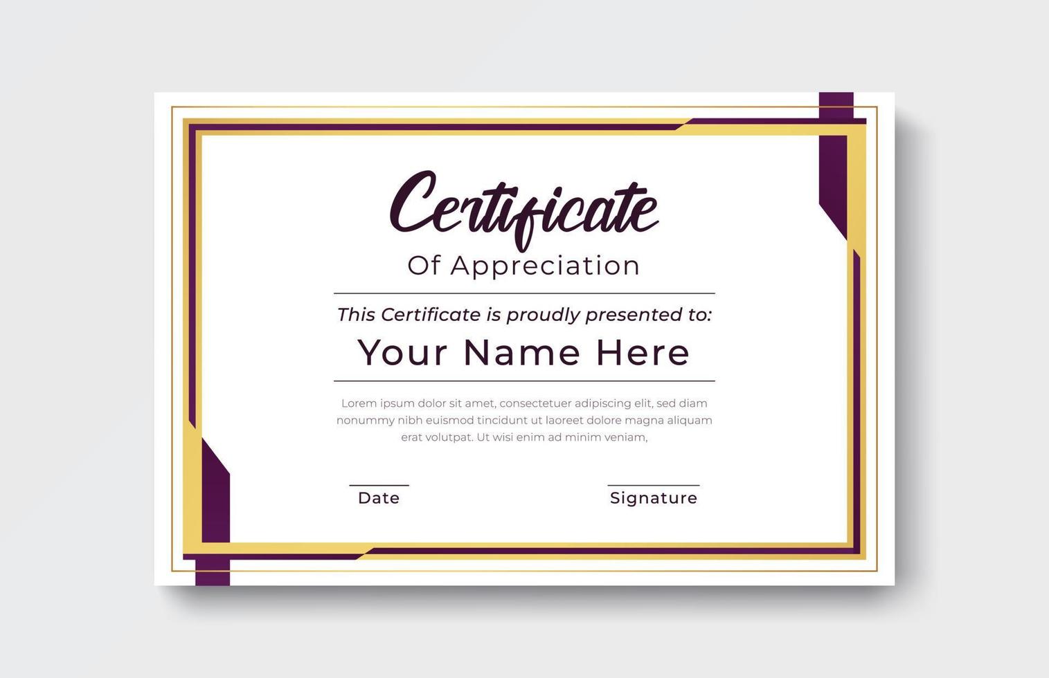 certificate gold appreciation achievement template award achievement clean creative certificate recognition excellence certificate border completion template certificate design template vector