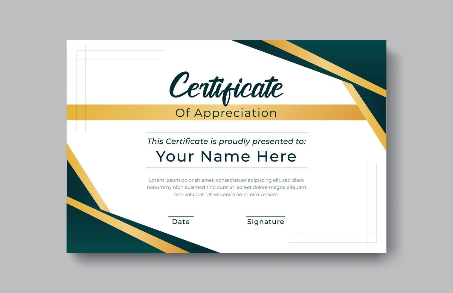 certificate gold appreciation achievement template award achievement clean creative certificate recognition excellence certificate border completion template certificate design template vector