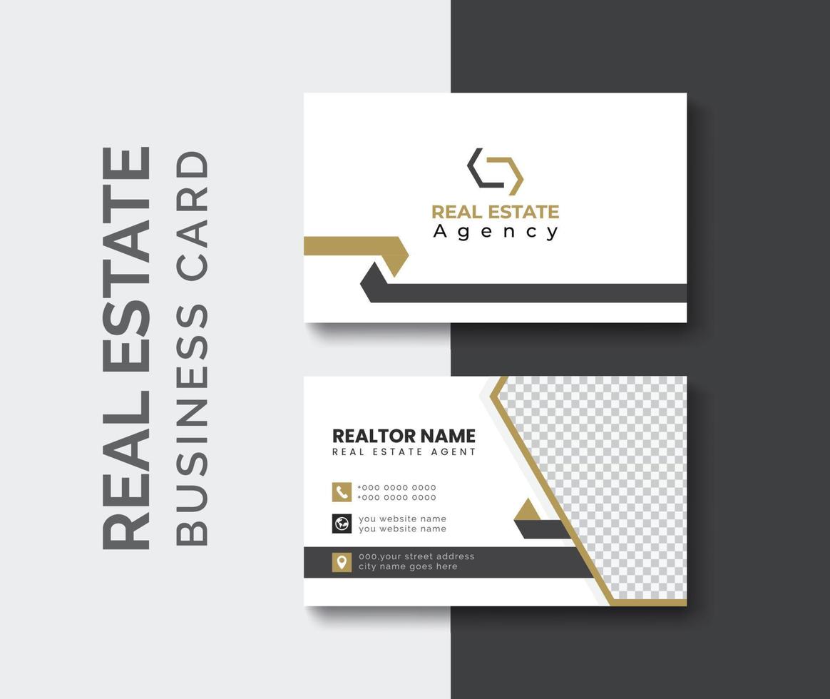 real estate agent business card design template. Modern abstract company corporate clean creative elegant Real estate agency realtor home rental business card design visiting card template vector