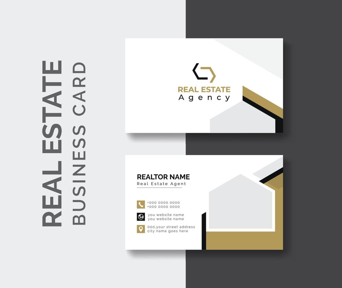 real estate agent business card design template. Modern abstract company corporate clean creative elegant Real estate agency realtor home rental business card design visiting card template vector