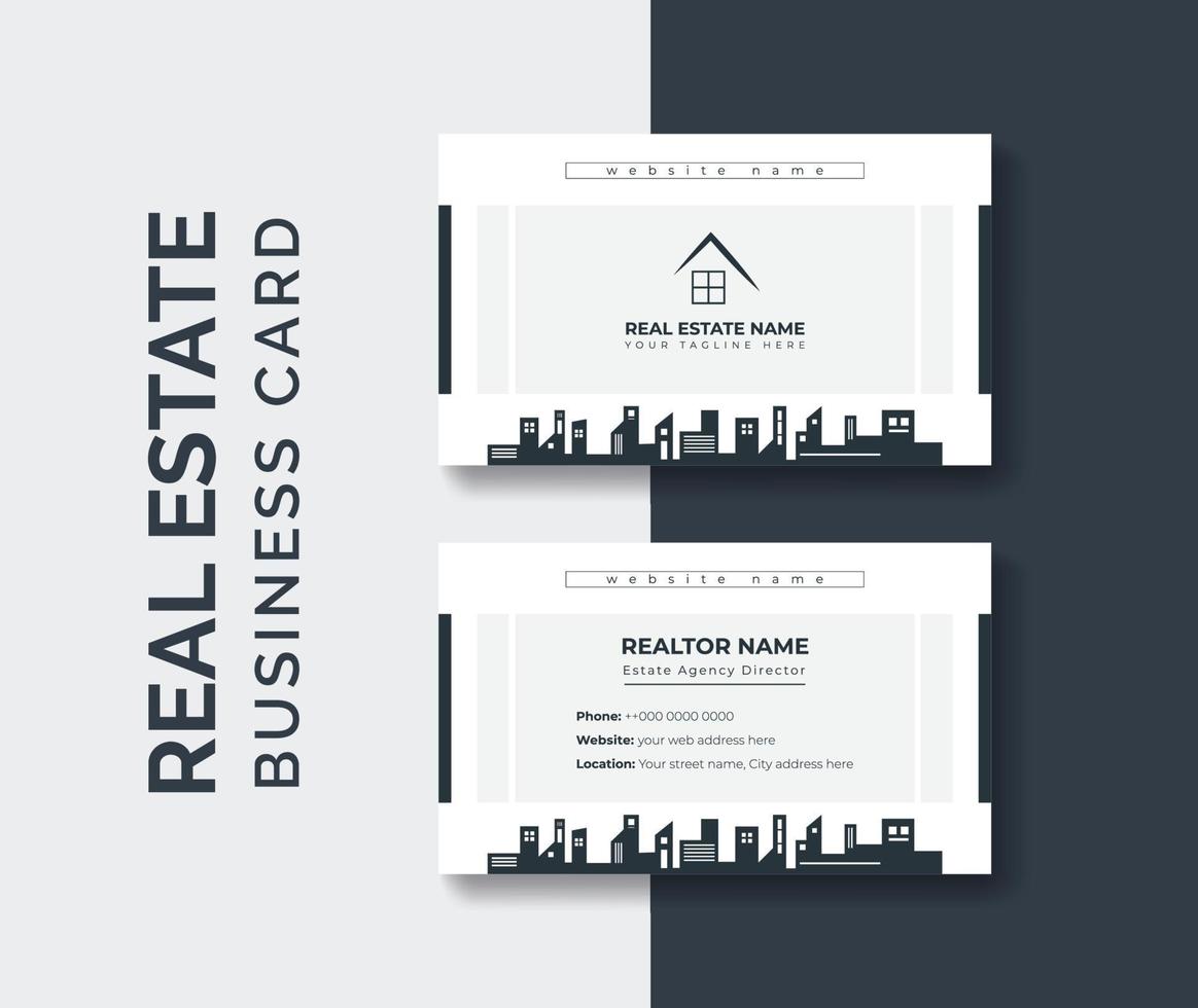 real estate agent business card design template. Modern abstract company corporate clean creative elegant Real estate agency realtor home rental business card design visiting card template vector