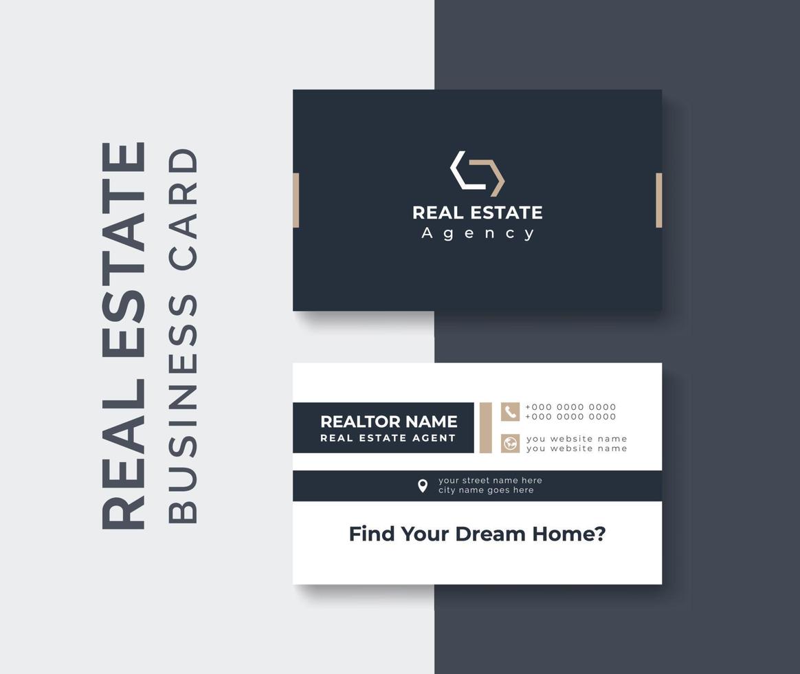 real estate agent business card design template. Modern abstract company corporate clean creative elegant Real estate agency realtor home rental business card design visiting card template vector