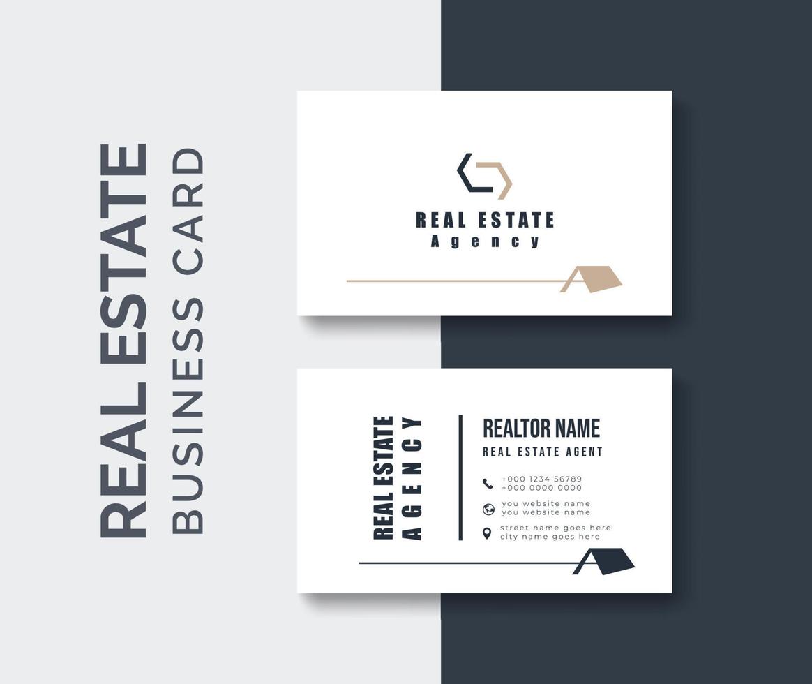 real estate agent business card design template. Modern abstract company corporate clean creative elegant Real estate agency realtor home rental business card design visiting card template vector