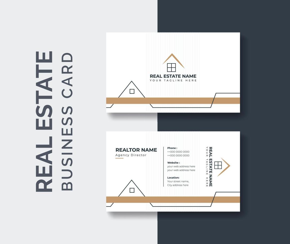 real estate agent business card design template. Modern abstract company corporate clean creative elegant Real estate agency realtor home rental business card design visiting card template vector