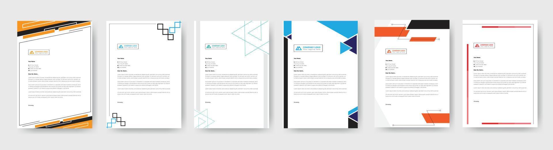 Letterhead Corporate Modern Business Letterhead template design company letterhead Colorful red, green, yellow, blue design stationary project. Multipurpose letterhead  abstract, elegant concept. vector