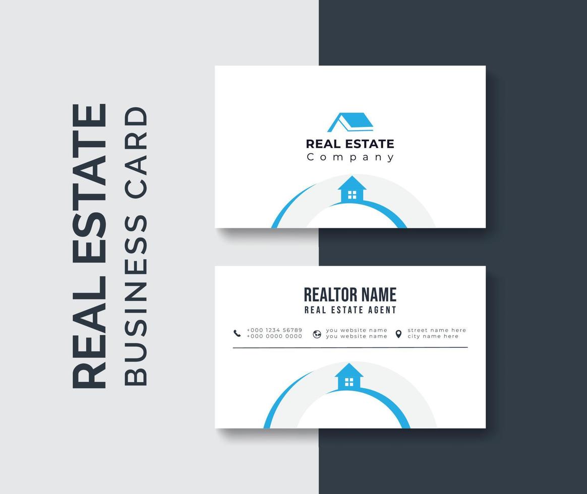 real estate agent business card design template. Modern abstract company corporate clean creative elegant Real estate agency realtor home rental business card design visiting card template vector