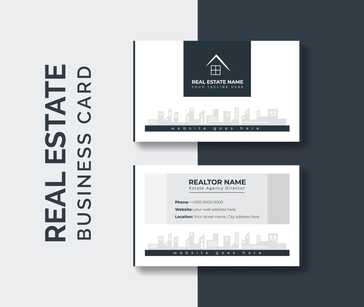 real estate agent business card design template. Modern abstract company corporate clean creative elegant Real estate agency realtor home rental business card design visiting card template vector