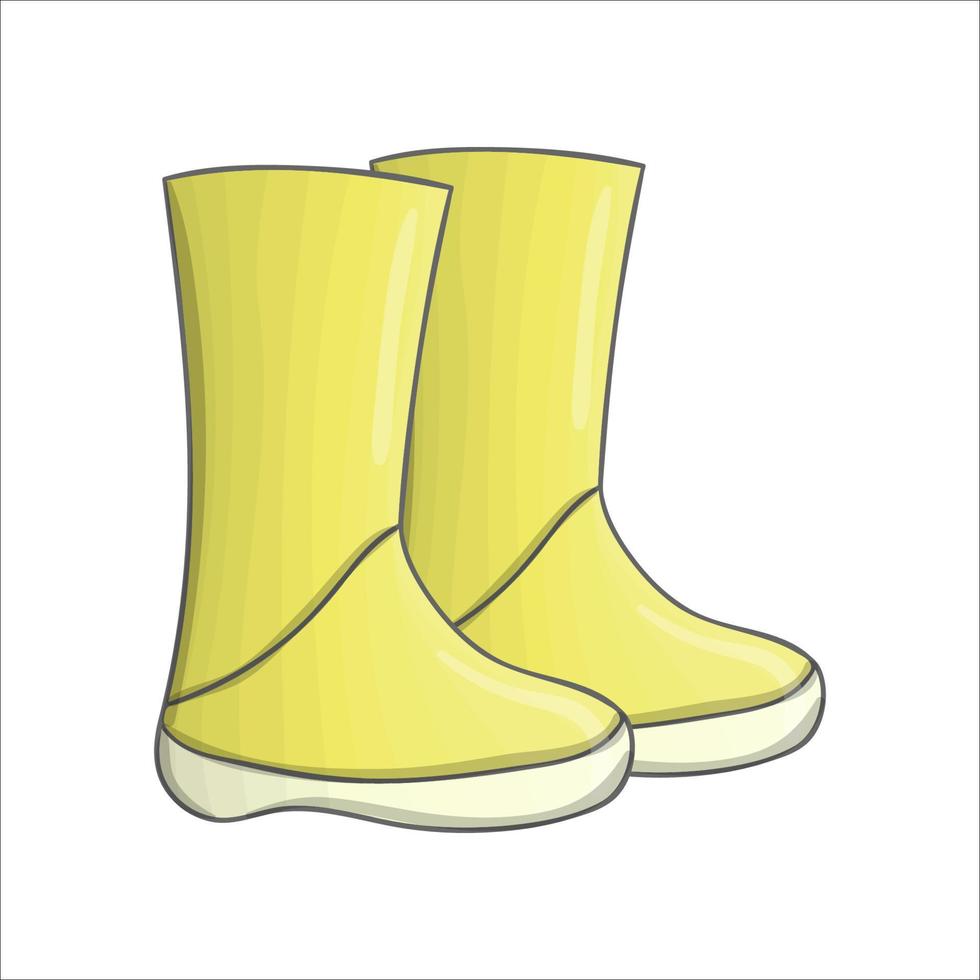 Vector rubber boots illustration. Autumn yellow footwear picture.