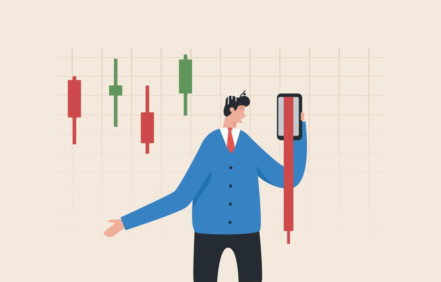 stock market volatility. Trading, Investment, Graph, Stock exchange, Financial, Bitcoin. Investors or traders are alarmed by falling stock prices. vector