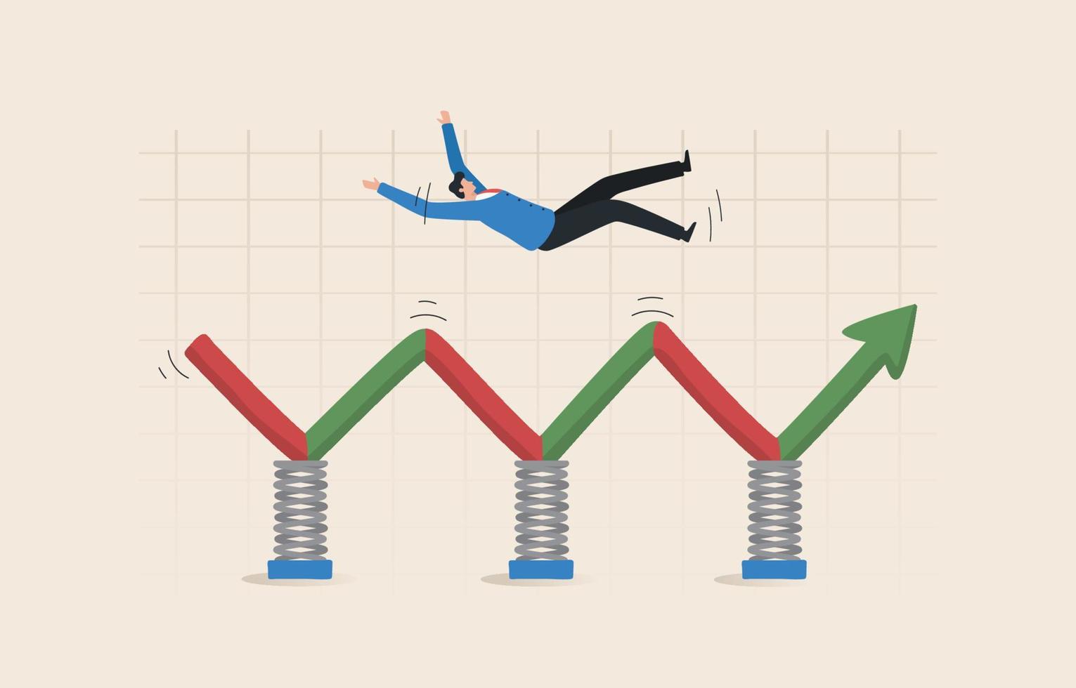 tendencia lateral, las condiciones del mercado son inestables y volátiles. dirección del gráfico de precios. viaje en un patrón ajustable hacia los lados, hacia arriba y hacia abajo en el marco. vector