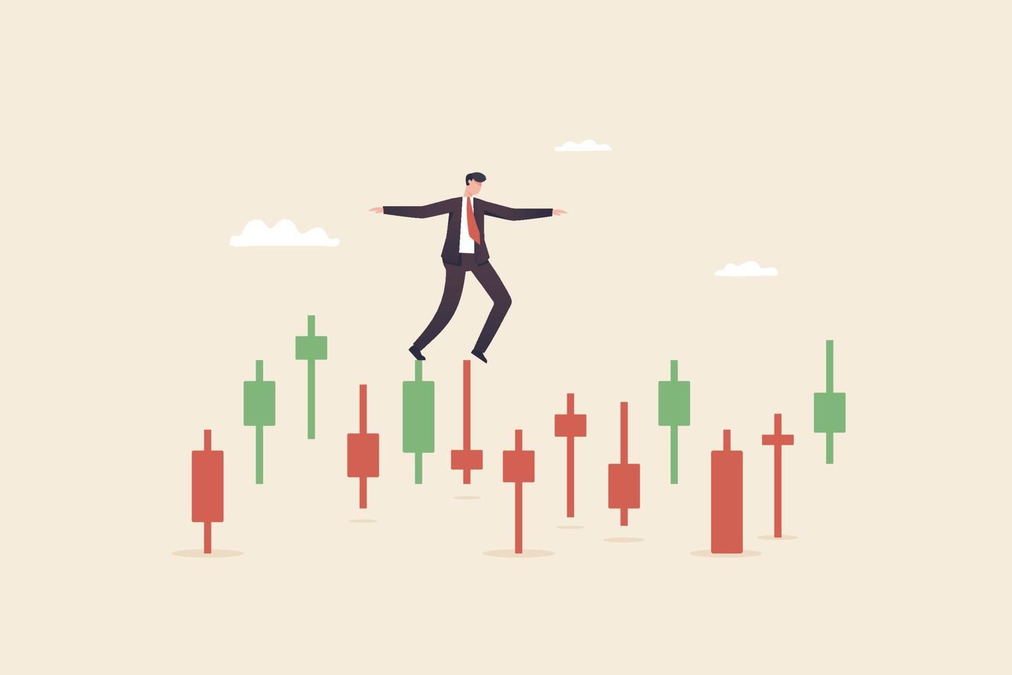 Financial stock market volatility rising and falling concept. stock market risk or crypto currency market. vector