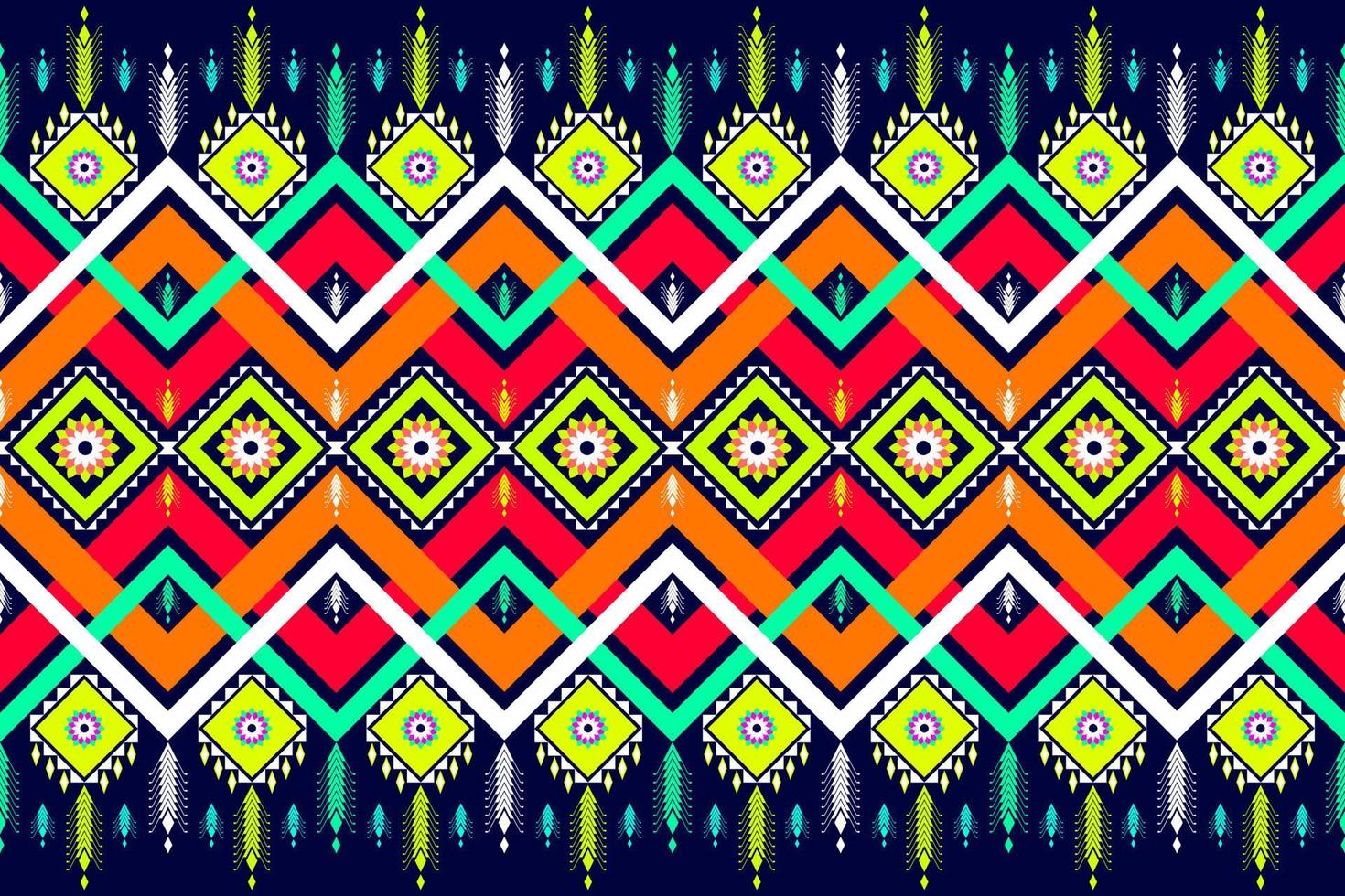 diseño tradicional de patrón étnico geométrico para fondo, alfombra, papel pintado, ropa, envoltura, batik, tela, sarong, estilo de bordado de ilustración vectorial. vector