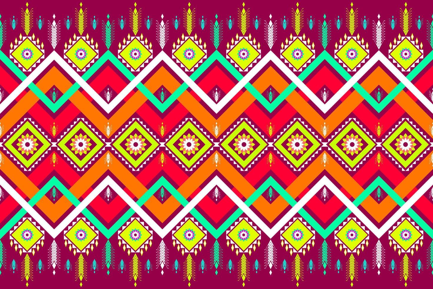 diseño tradicional de patrón étnico geométrico para fondo, alfombra, papel pintado, ropa, envoltura, batik, tela, sarong, estilo de bordado de ilustración vectorial. vector