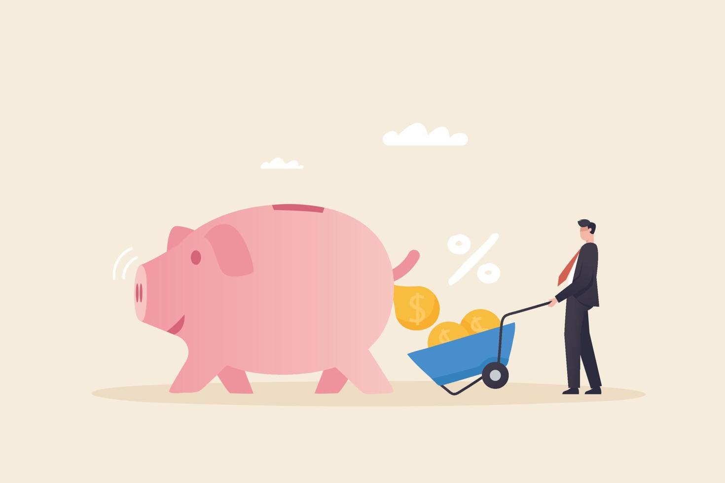 Deposit interest, return on investment. Savings and wealth management concept.interest or investment growth.Deposit interest, return on investment. vector