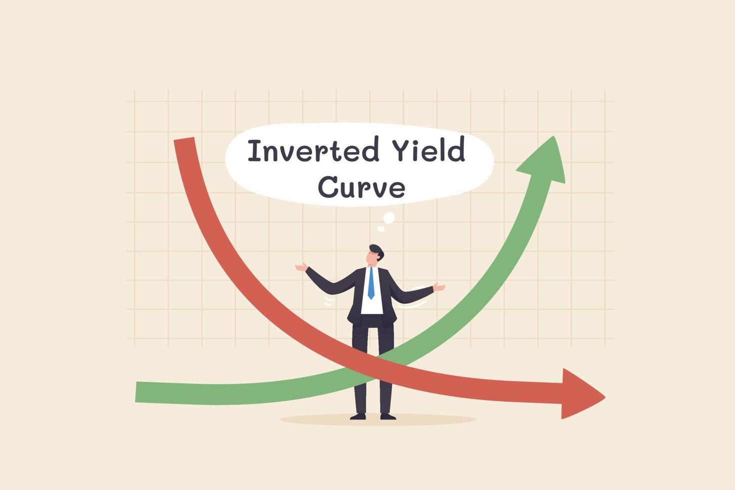 inverted yield curve. Inflation, recession, government bond yields. vector