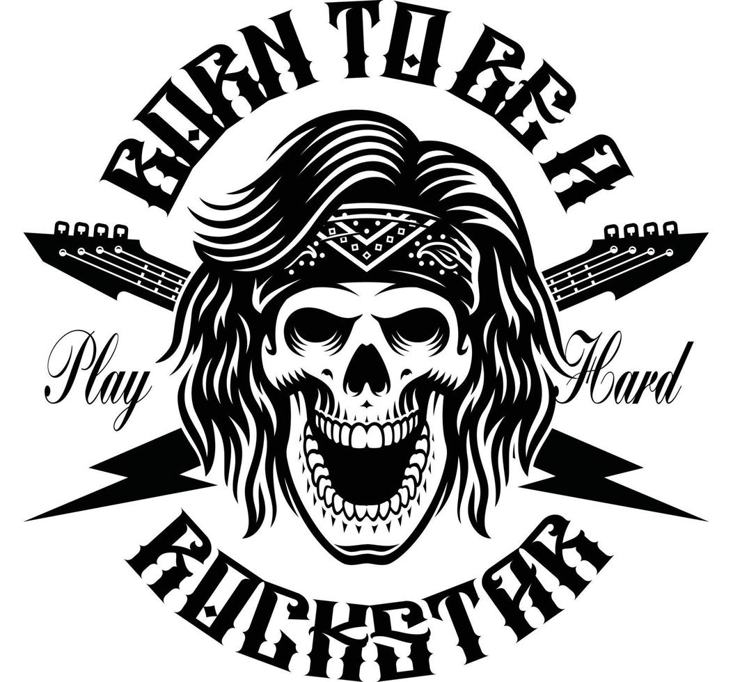 Rock and roll vector skull