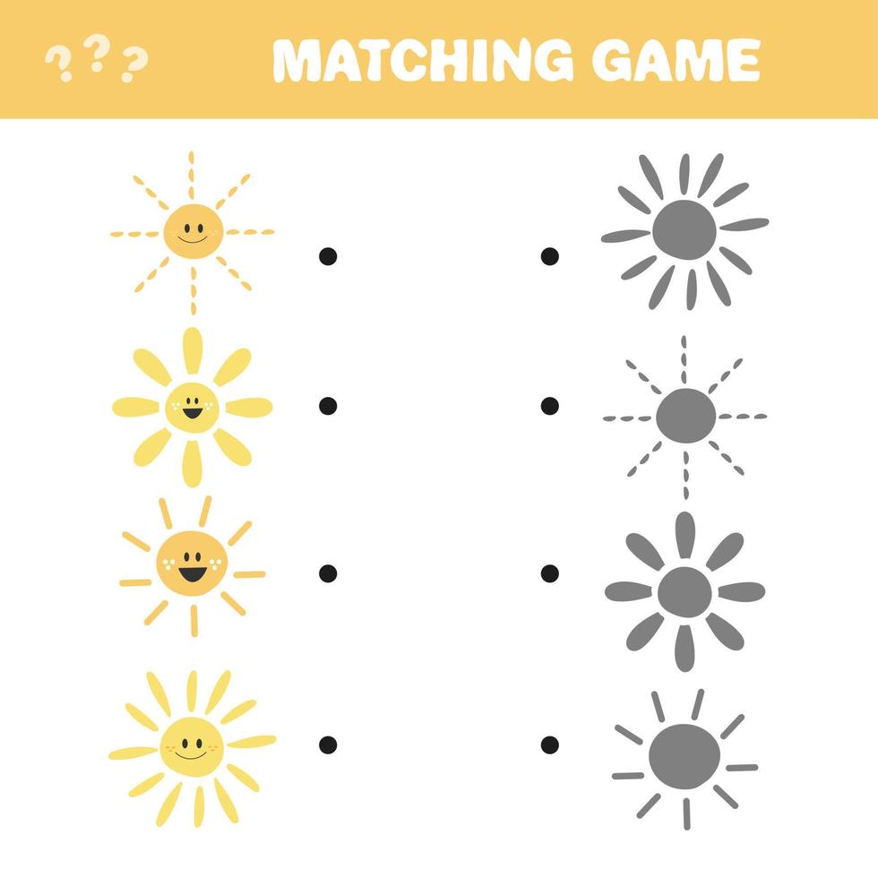 Find the correct shadow. Find and match the correct shadow of Sun. vector