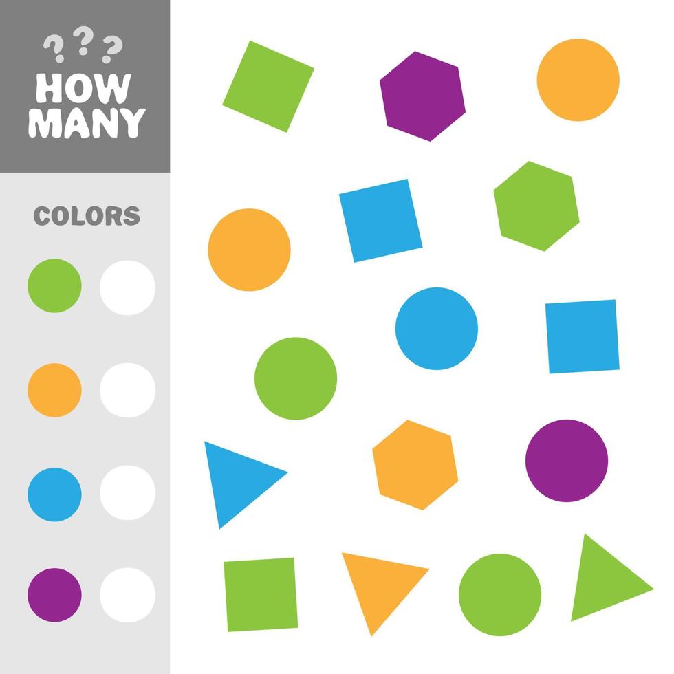 How many counting game with simple geometric shapes for kids vector