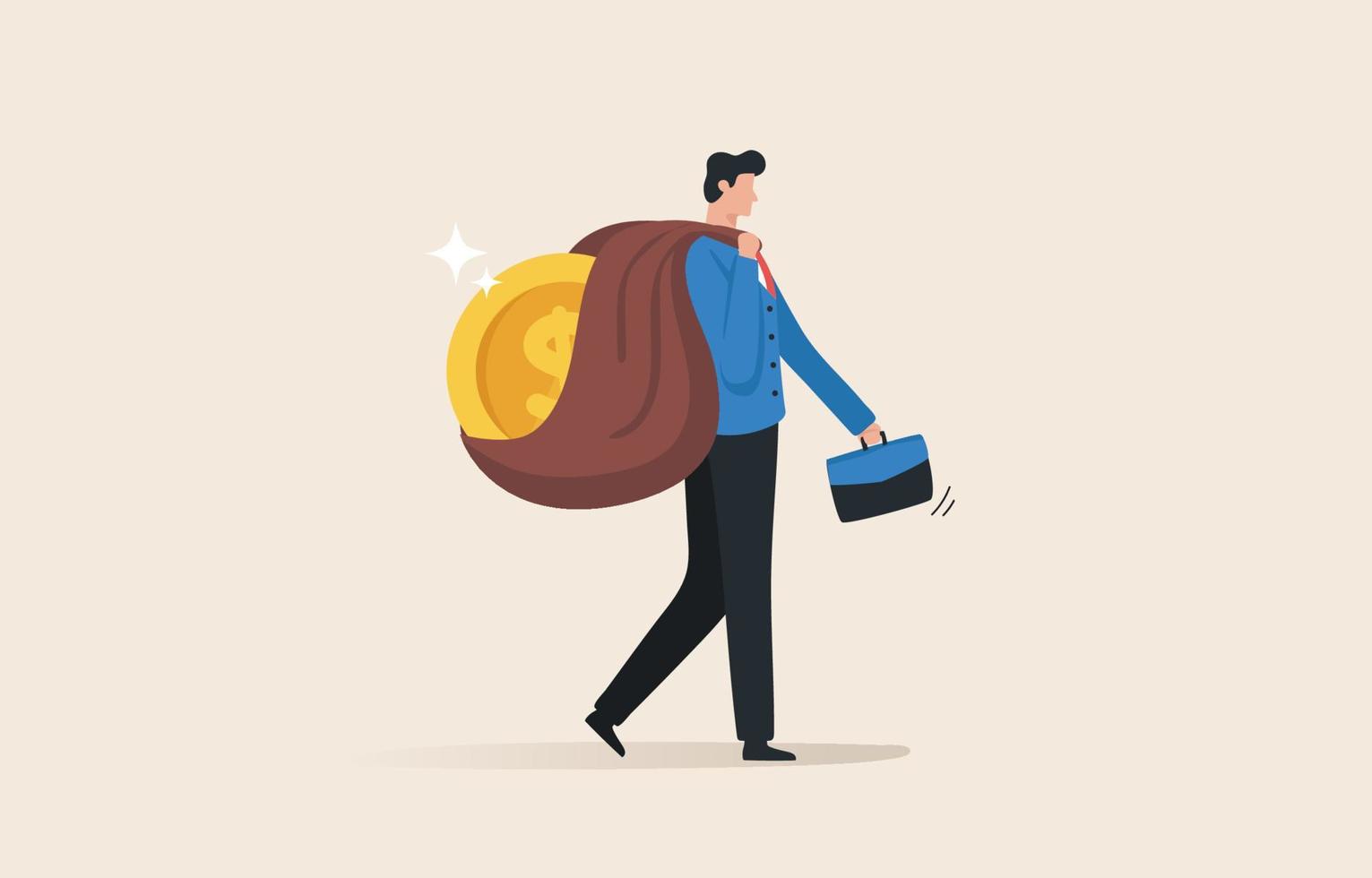 Investment or Finance specialist Financial advisor. manage financial stability. Passive income.Businessman walks with a large dollar coin. vector