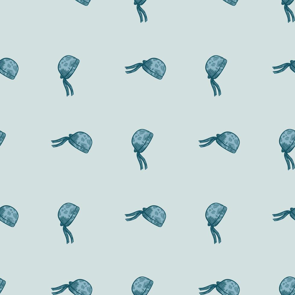 Bandana chef hat seamless pattern engraving. Vintage cooking background in hand drawn style. vector