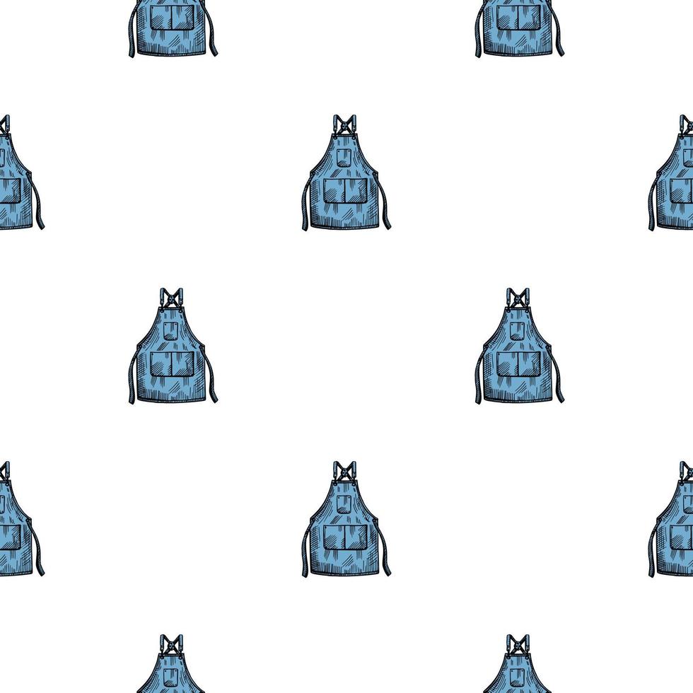 Aprons engraved seamless pattern. Vintage background for kitchen in hand drawn style. vector
