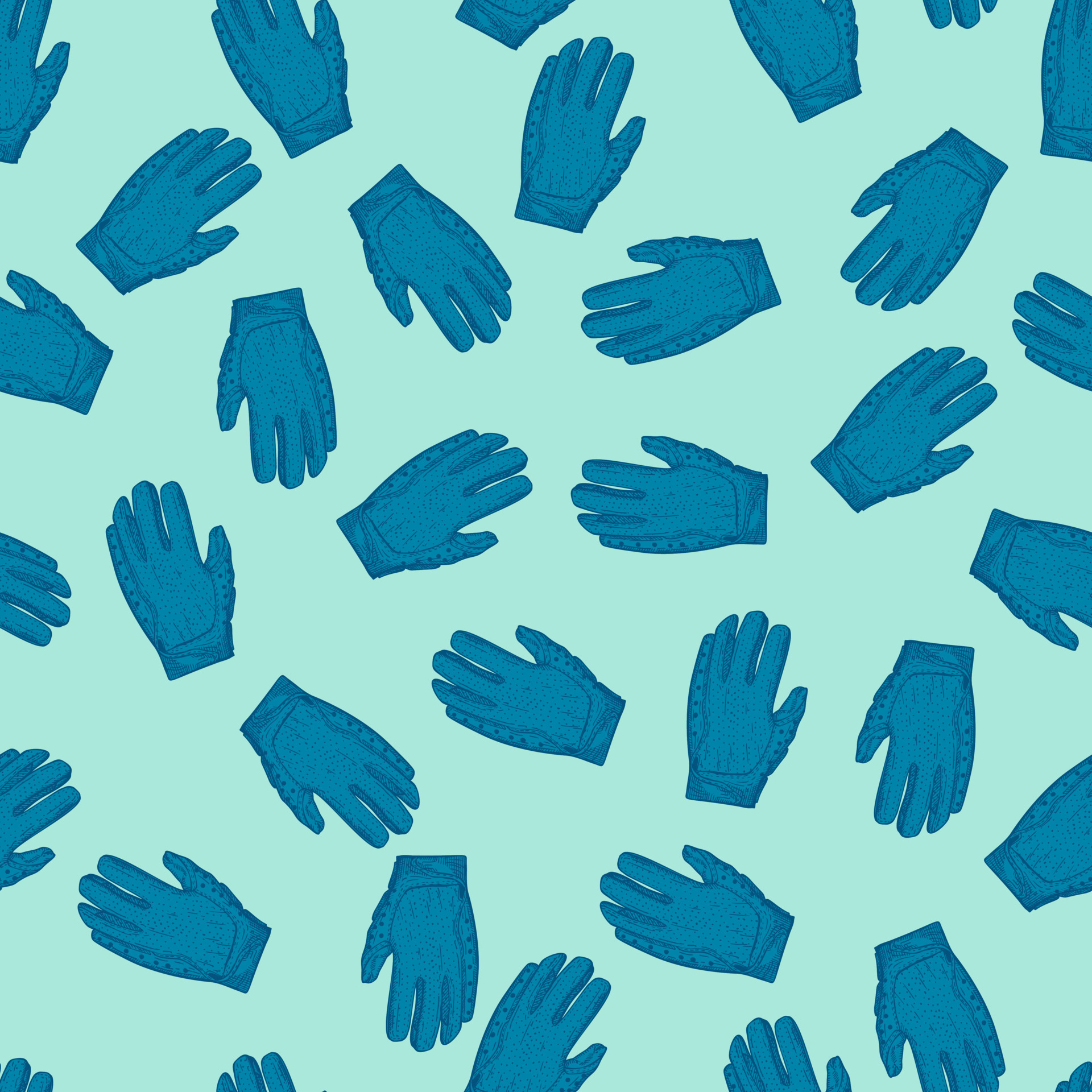 Football gloves seamless pattern engraving. Vintage sport background in