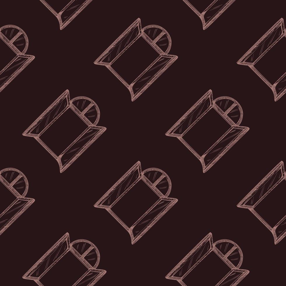 Seamless pattern of retro arch windows engraving. Vintage background cute window in hand drawn style. vector