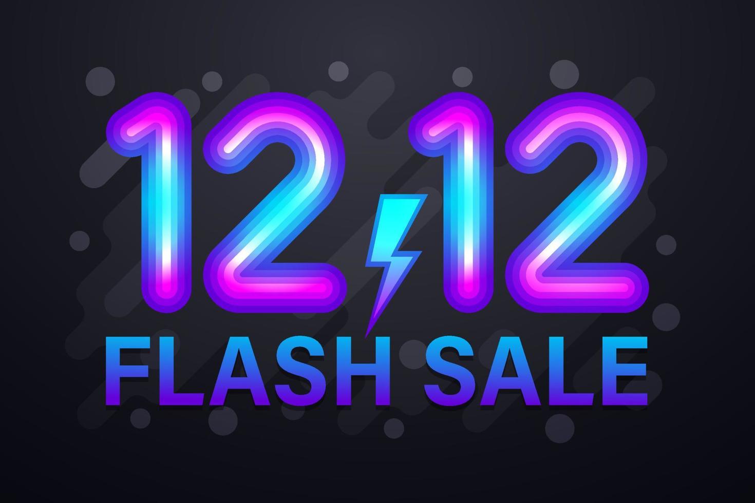 12.12 Flash sale, Colorful font neon light design. Vector illustration