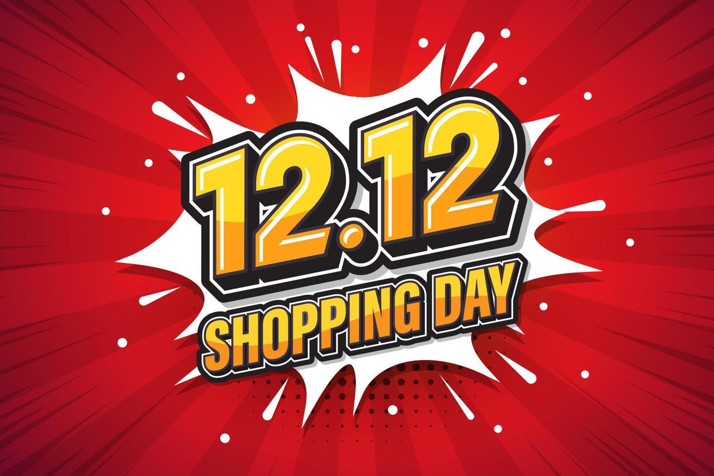 12.12 Shopping day font expression pop art comic speech bubble. Vector illustration