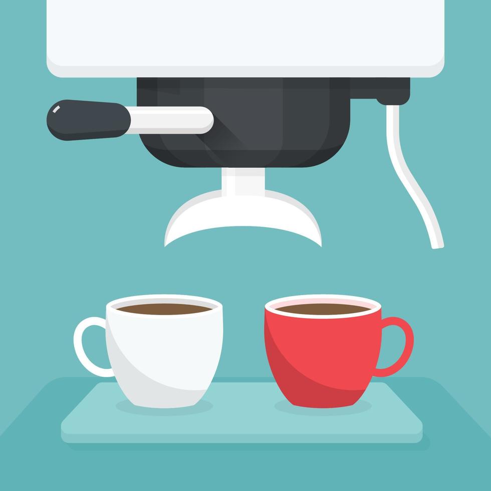 Coffee maker with white and red cup. Vector illustration