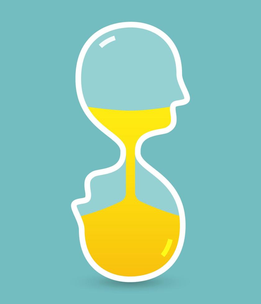 Brain drain concept. hourglass creative design. Vector illustration